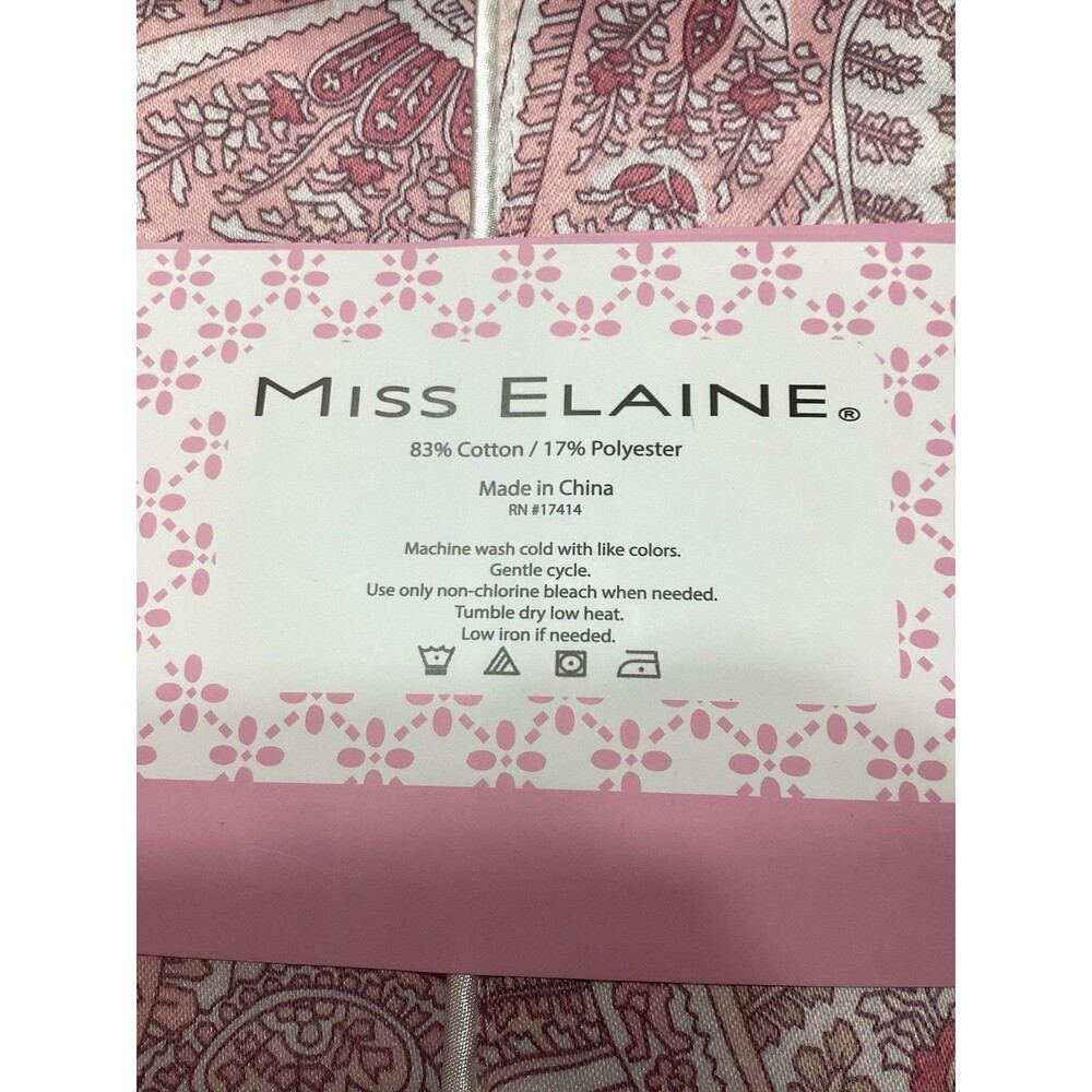 MISS ELAINE Size Medium Pajama PJ Set Pink Button Down L/S Polyester Blend NWT - Picture 8 of 10
